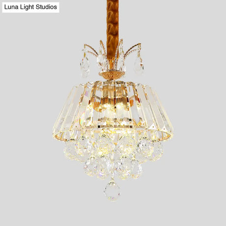 Modern Led Pendant Chandelier With Clear Crystal Shade - Elegant Dining Room Ceiling Light