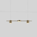 Modern Led Pendant Light For Dining Room - Linear Shaped Metallic Finish Island & Hanging 3 / Gold