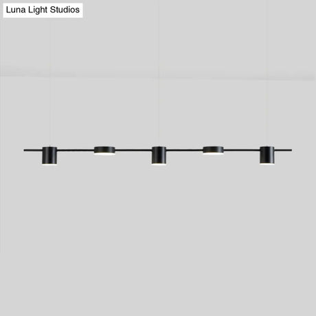 Modern Led Pendant Light For Dining Room - Linear Shaped Metallic Finish Island & Hanging