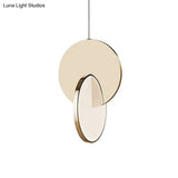 Modern Led Pendulum Light With Chrome/Gold Interlocked Discs & Acrylic Shade 7’/10’ Width