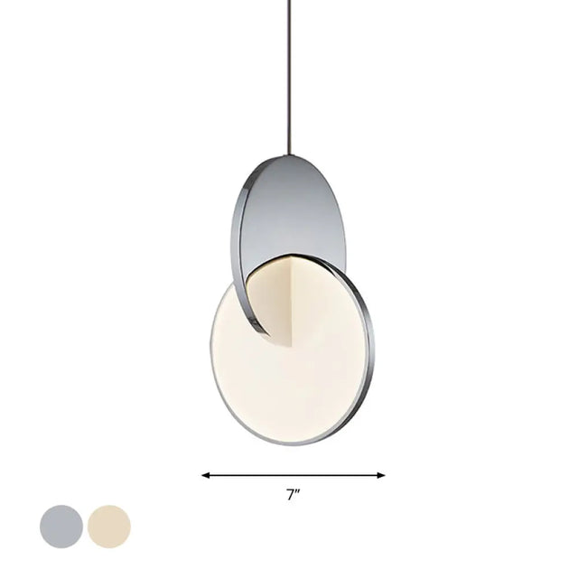 Led Disc Ceiling Pendant Lamp With Acrylic Shade Chrome/Gold Finish Minimalist Design - 7/10 W