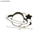 Modern Led Planet Flush Mount With Moon And Star Design - Black Acrylic Ceiling Light Fixture