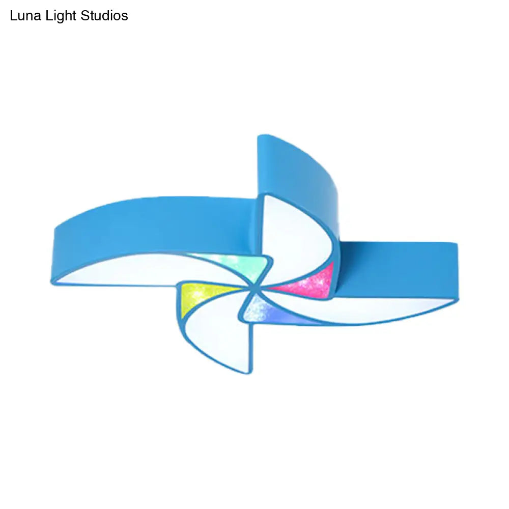 Modern Led Playroom Flush Light With Acrylic Shade In Blue/Green/Pink