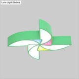 Modern Led Playroom Flush Light With Acrylic Shade In Blue/Green/Pink