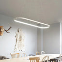 Modern Led Restaurant Ceiling Fixture With Ellipse Metal Shade In Black/White Warm/White Light White