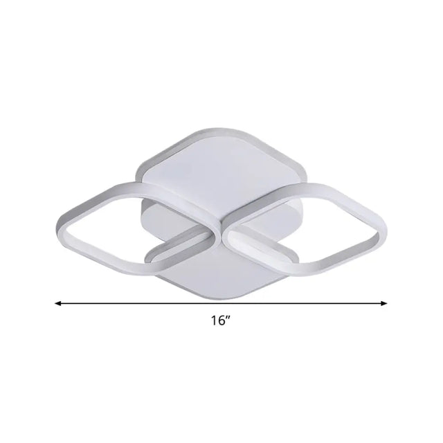 Modern Led Rhombus Ceiling Light In White/Black 16/19.5 Wide Flush Mount Acrylic Lamp