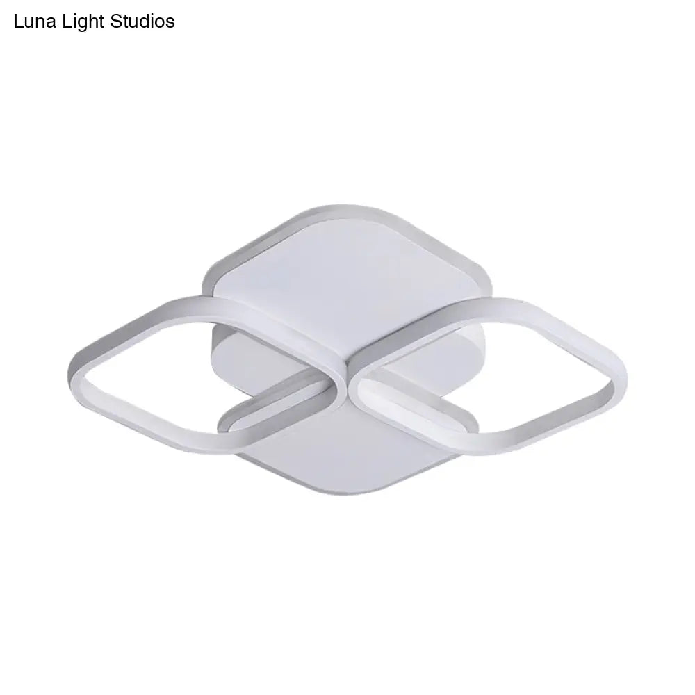 Modern Led Rhombus Ceiling Light In White/Black 16’/19.5’ Wide Flush Mount Acrylic Lamp