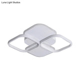 Modern Led Rhombus Ceiling Light In White/Black 16’/19.5’ Wide Flush Mount Acrylic Lamp