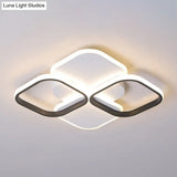 Modern Led Rhombus Ceiling Light In White/Black 16’/19.5’ Wide Flush Mount Acrylic Lamp