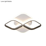 Modern Led Rhombus Ceiling Light In White/Black 16’/19.5’ Wide Flush Mount Acrylic Lamp
