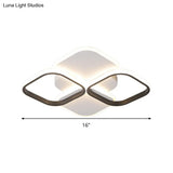 Modern Led Rhombus Ceiling Light In White/Black 16’/19.5’ Wide Flush Mount Acrylic Lamp