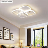 Modern Led Rhombus Ceiling Light In White/Black 16’/19.5’ Wide Flush Mount Acrylic Lamp