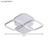 Modern Led Rhombus Ceiling Light In White/Black 16’/19.5’ Wide Flush Mount Acrylic Lamp