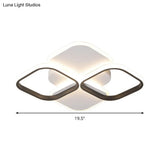 Modern Led Rhombus Ceiling Light In White/Black 16’/19.5’ Wide Flush Mount Acrylic Lamp