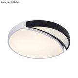 Modern Led Round Ceiling Flush Light - Acrylic Black And White Flushmount Lighting Warm 3 Color