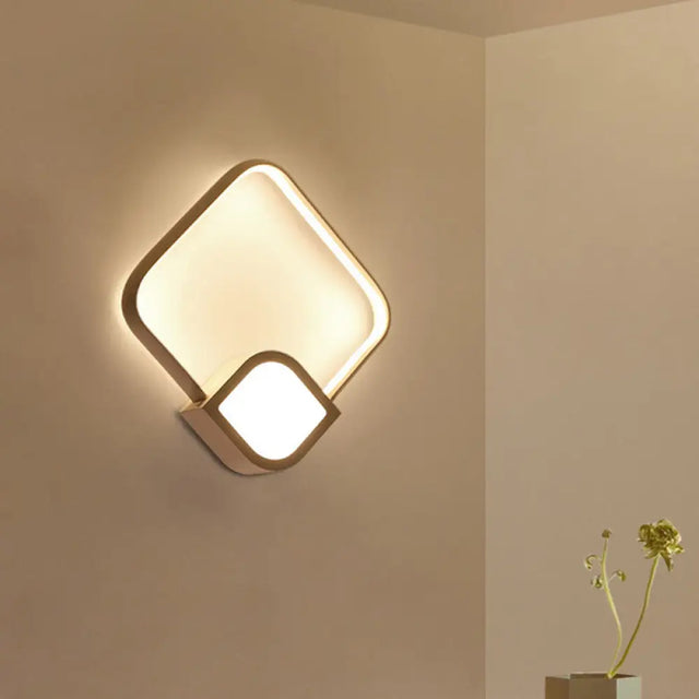 Modern Led Sconce - White Rhombus Wall Mount Lighting For Stairway