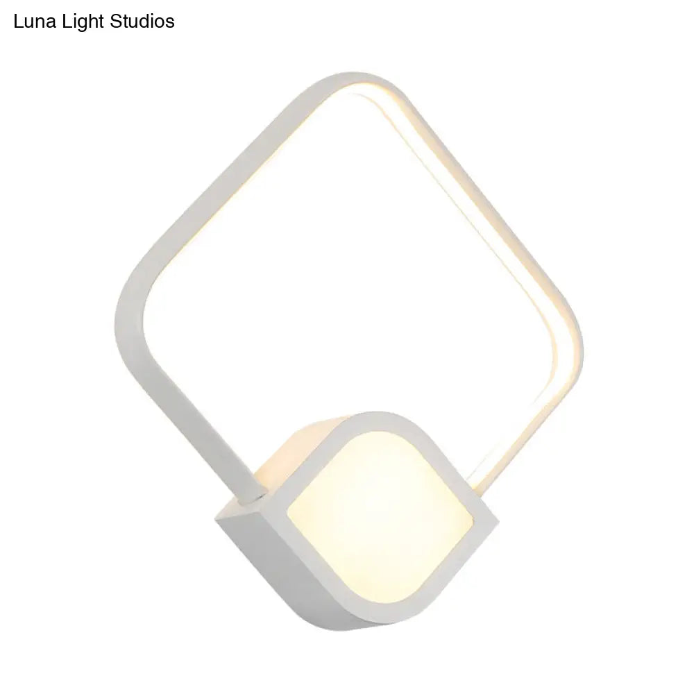 Modern Led Sconce - White Rhombus Wall Mount Lighting For Stairway