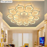 Modern Led Semi Flush Ceiling Light With Crystal Accents