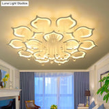 Modern Led Semi Flush Ceiling Light With Crystal Accents