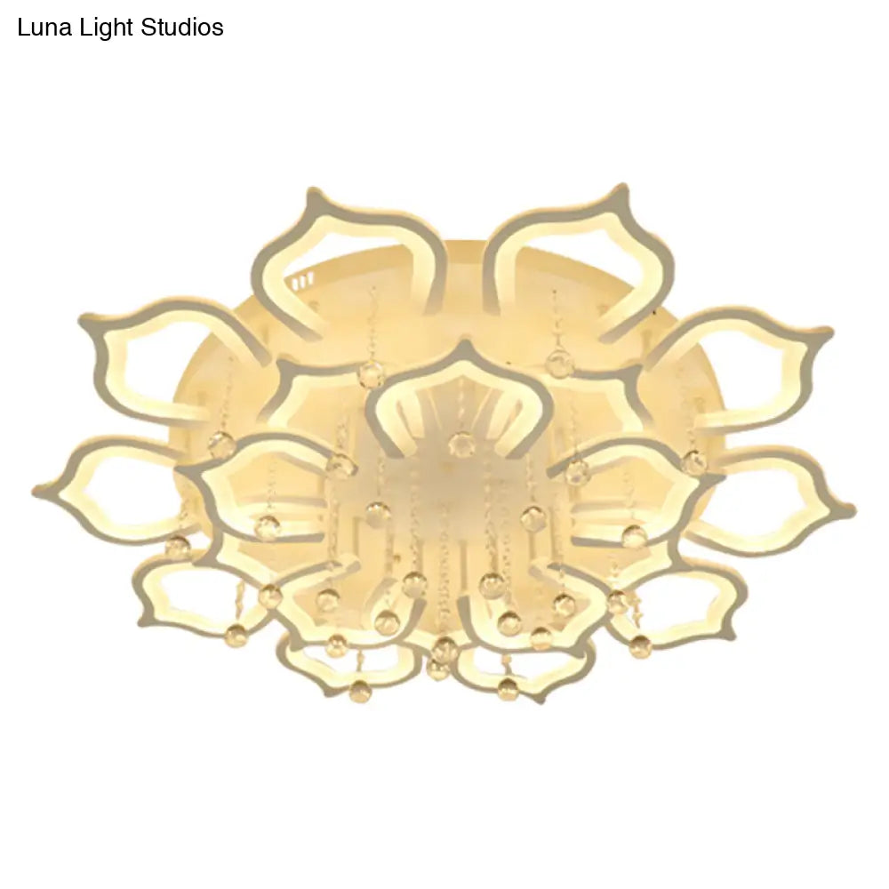 Modern Led Semi Flush Ceiling Light With Crystal Accents