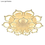 Modern Led Semi Flush Ceiling Light With Crystal Accents