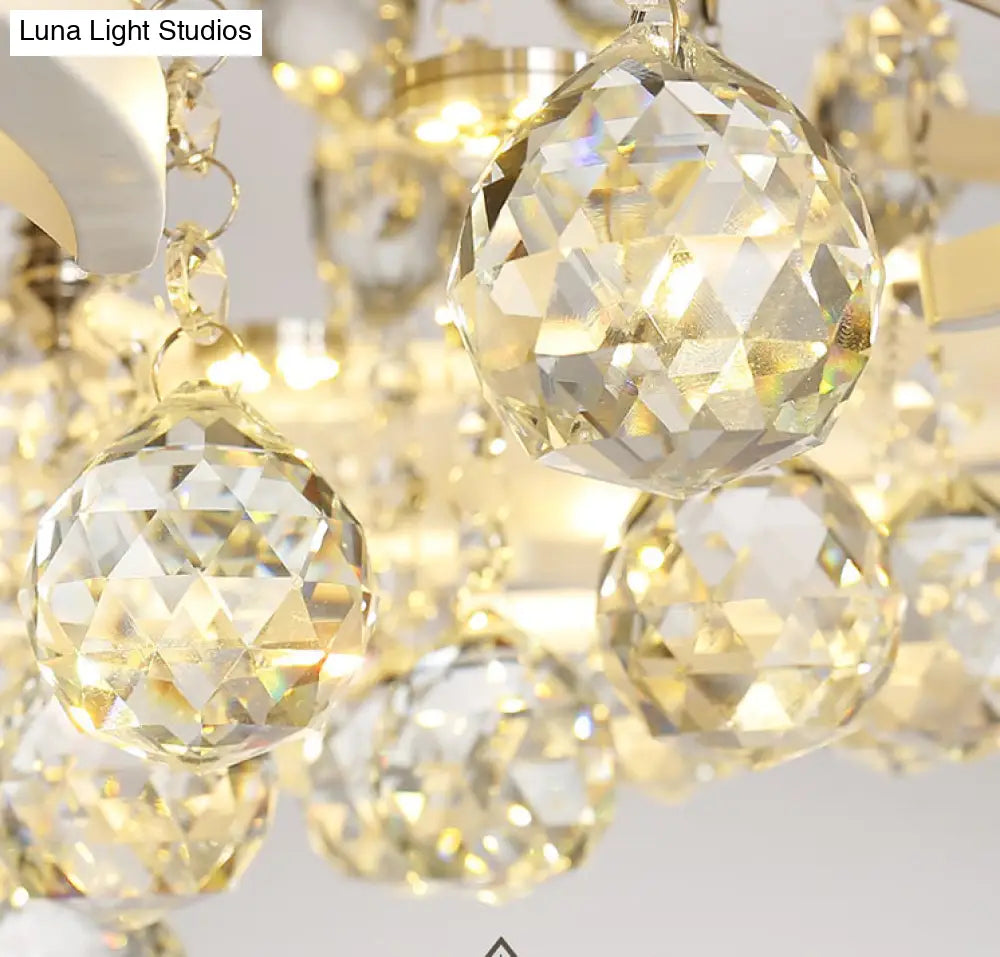 Modern Led Semi Flush Ceiling Light With Crystal Accents