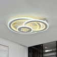 Modern Led Semi - Mount Ceiling Lamp For Bedroom - White Acrylic 3 Circular Lights