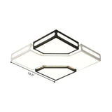 Modern Led Square Flush Lamp With Acrylic Ceiling Light Fixture - Black And White Design White/3