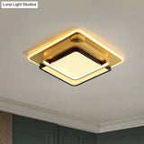 Modern Led Square Flush Mount Ceiling Light With Acrylic Shade Black - Gold Finish