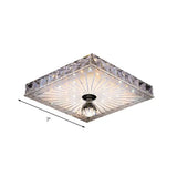Modern Led Square Flush Mount Lamp - Elegant Crystal Light Fixture For Corridor In Warm/White