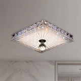 Modern Led Square Flush Mount Lamp - Elegant Crystal Light Fixture For Corridor In Warm/White
