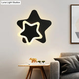 Modern Led Star Wall Sconce In Scandinavian Style - Black/White Flush Mount Fixture With Acrylic