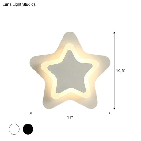 Modern Led Star Wall Sconce In Scandinavian Style - Black/White Flush Mount Fixture With Acrylic