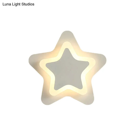 Modern Led Star Wall Sconce In Scandinavian Style - Black/White Flush Mount Fixture With Acrylic