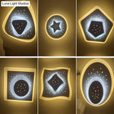 Modern Led Starry Flush Mount Wall Light In White: Triangle Rhombus & Star Design For The Bedroom
