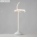 Modern Led Swirly Acrylic Night Table Lamp - White Task Lighting In Warm/White Light
