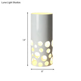 Modern Led Tearoom Table Light - White Finish Desk Lamp With Cylinder Metal Shade