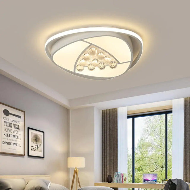 Modern Led Triangle Flush Ceiling Lamp - 16.5/20.5 Acrylic & Clear Crystal White Light