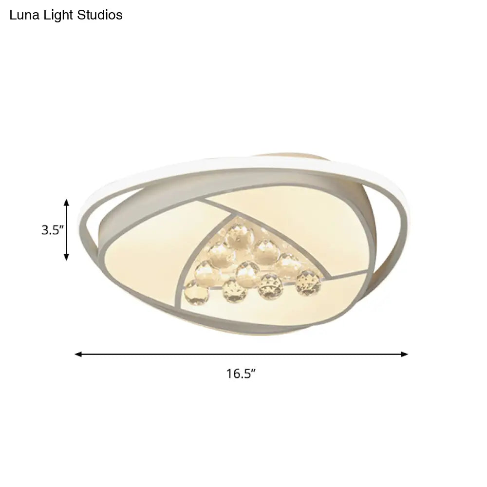 Modern Led Triangle Flush Ceiling Lamp - 16.5’/20.5’ Acrylic & Clear Crystal White Light