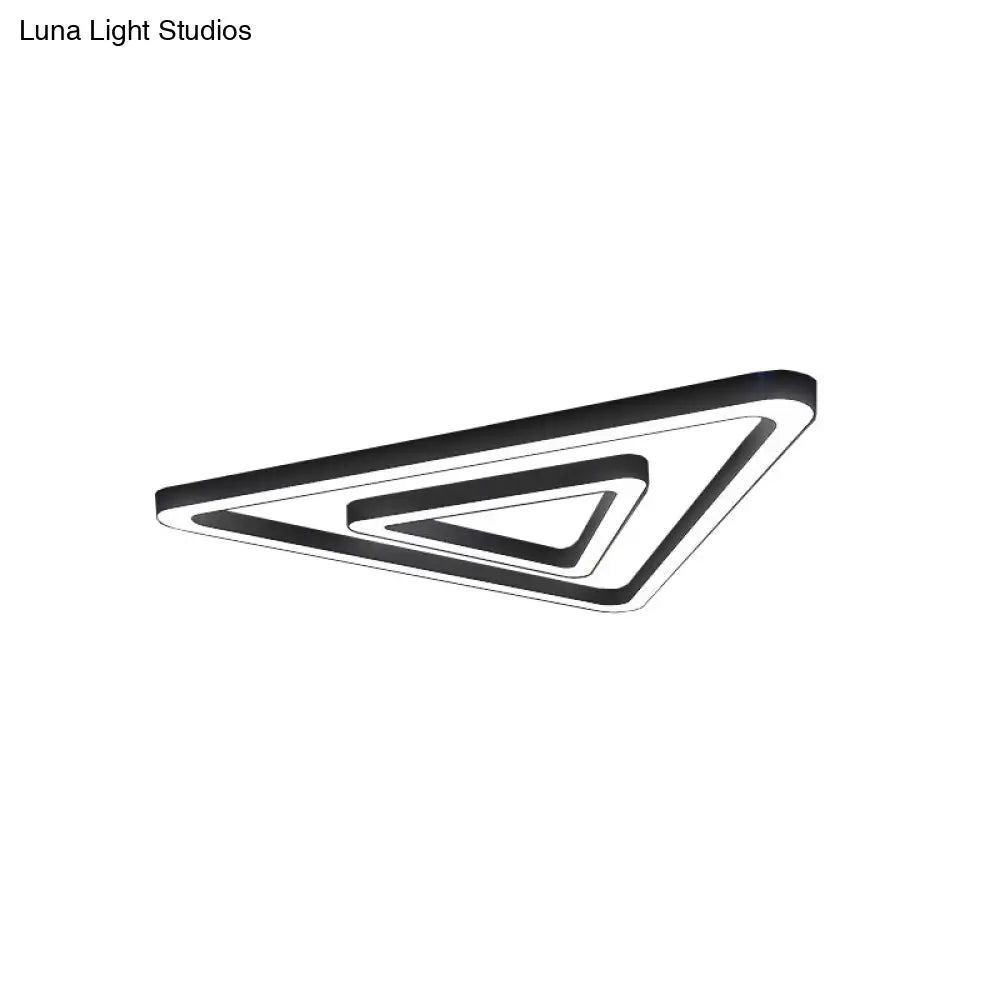 Modern Led Triangular Gym Ceiling Hang Light In Black - Metallic Chandelier Lighting