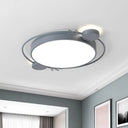 Modern Led Twig Round Iron Flush Mount Ceiling Light Grey