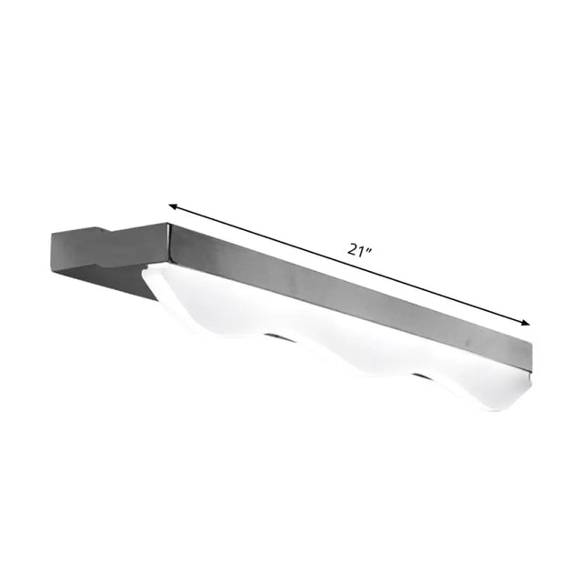 Modern Led Vanity Light With Stainless Steel Wall Mount And Wave Shade - 17/21 Width
