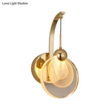 Modern Led Wall Mount Light In Gold With Crystal Shade - Perfect For Great Room Lighting