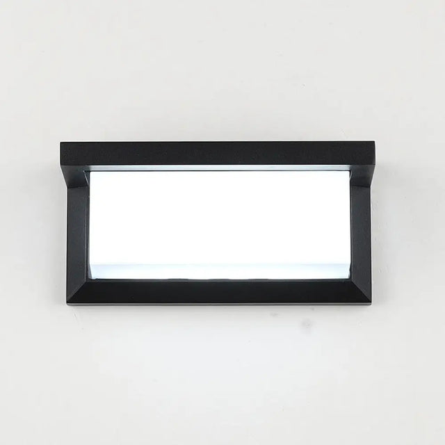 Modern Led Wall Sconce In Black - Rectangular Courtyard Light Fixture