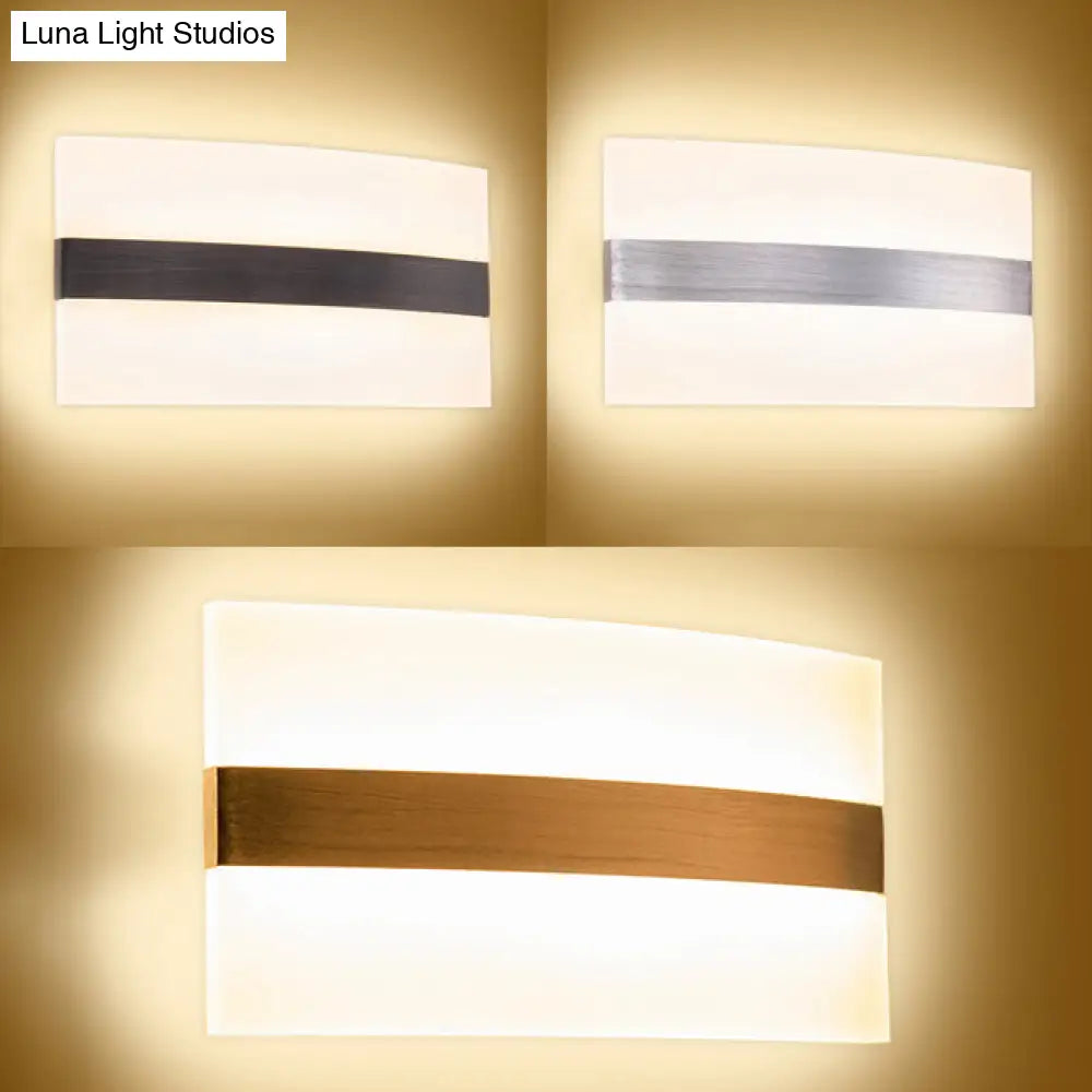 Modern Led Wall Sconce In Oval/Rectangular/Convex Shape - 8/10.5 Wide Warm/White/Natural Light