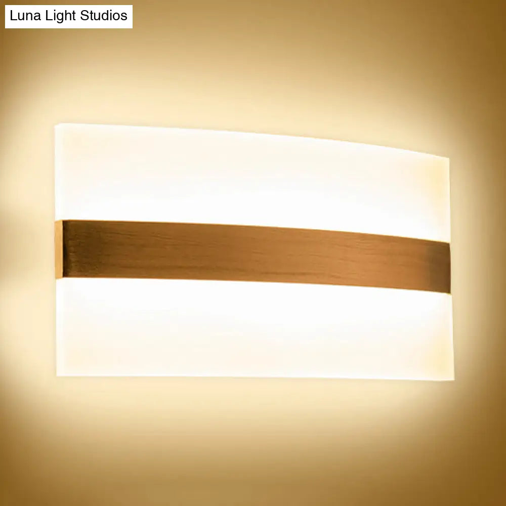 Modern Led Wall Sconce In Oval/Rectangular/Convex Shape - 8/10.5 Wide Warm/White/Natural Light