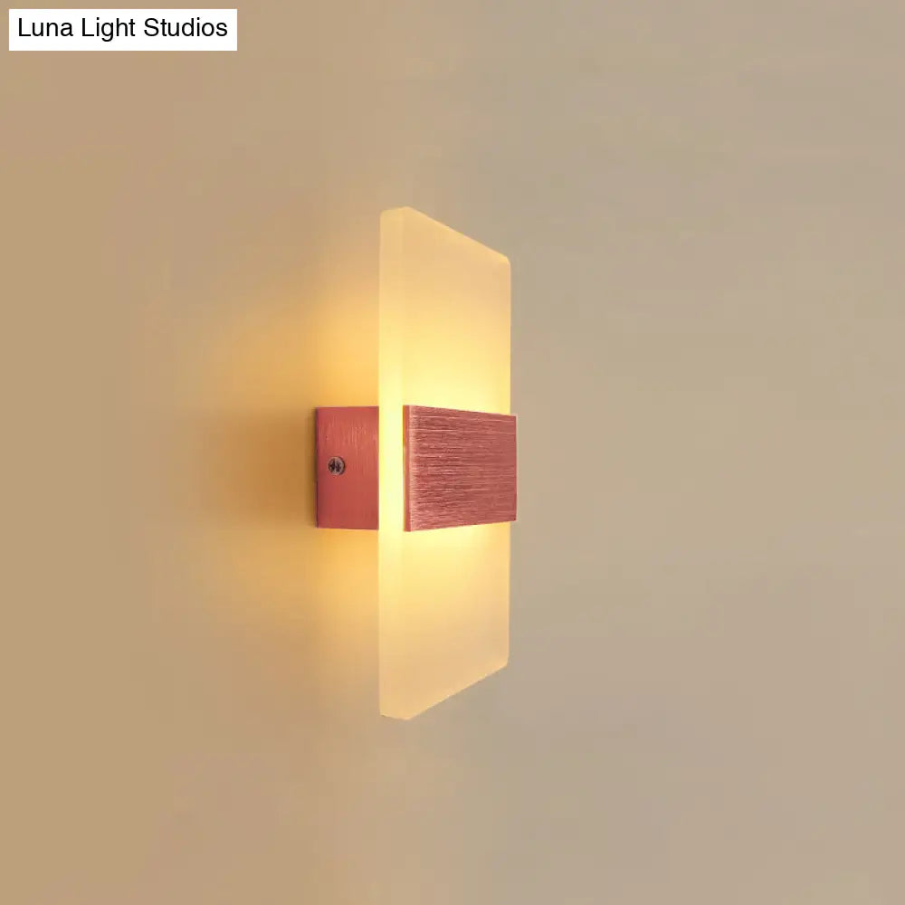 Modern Led Wall Sconce In Oval/Rectangular/Convex Shape - 8/10.5 Wide Warm/White/Natural Light