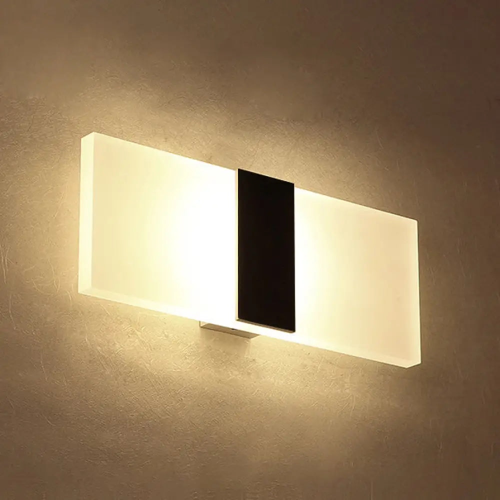 Modern Led Wall Sconce In Oval/Rectangular/Convex Shape - 8/10.5 Wide Warm/White/Natural Light Black