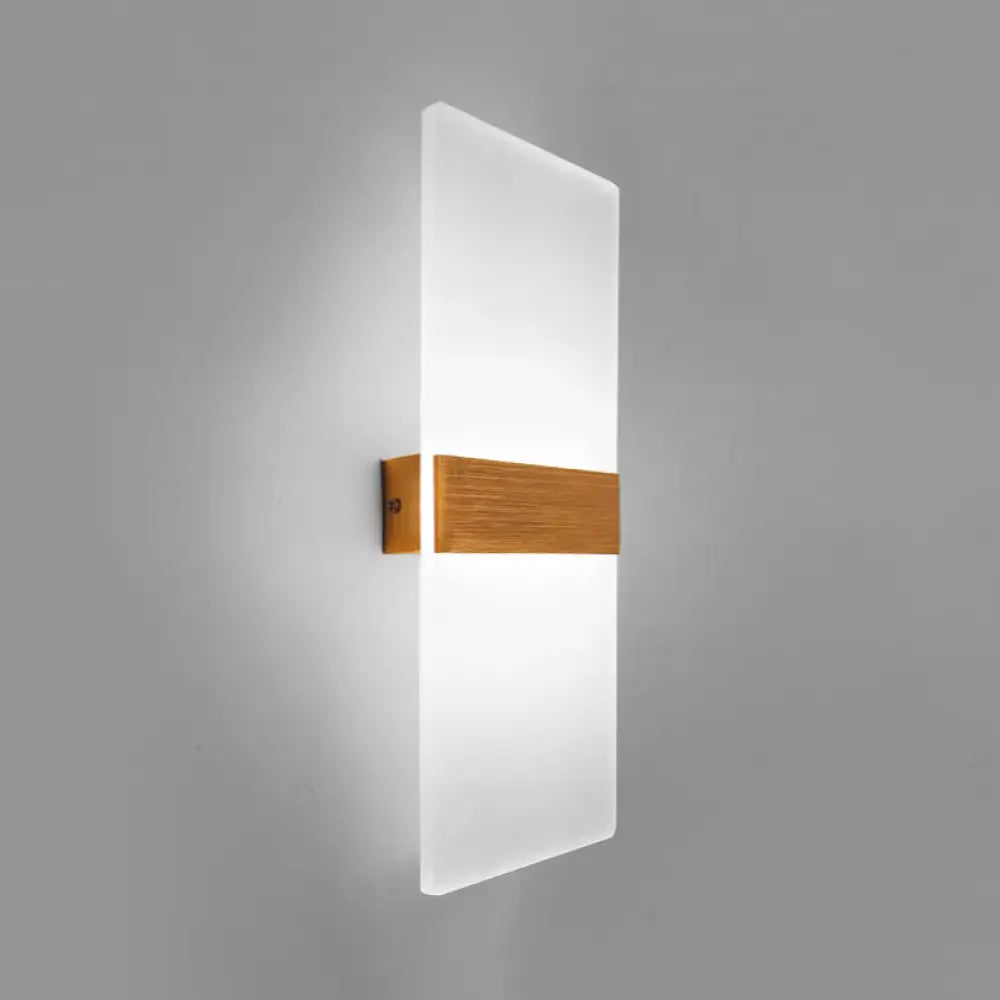 Modern Led Wall Sconce In Oval/Rectangular/Convex Shape - 8/10.5 Wide Warm/White/Natural Light Gold