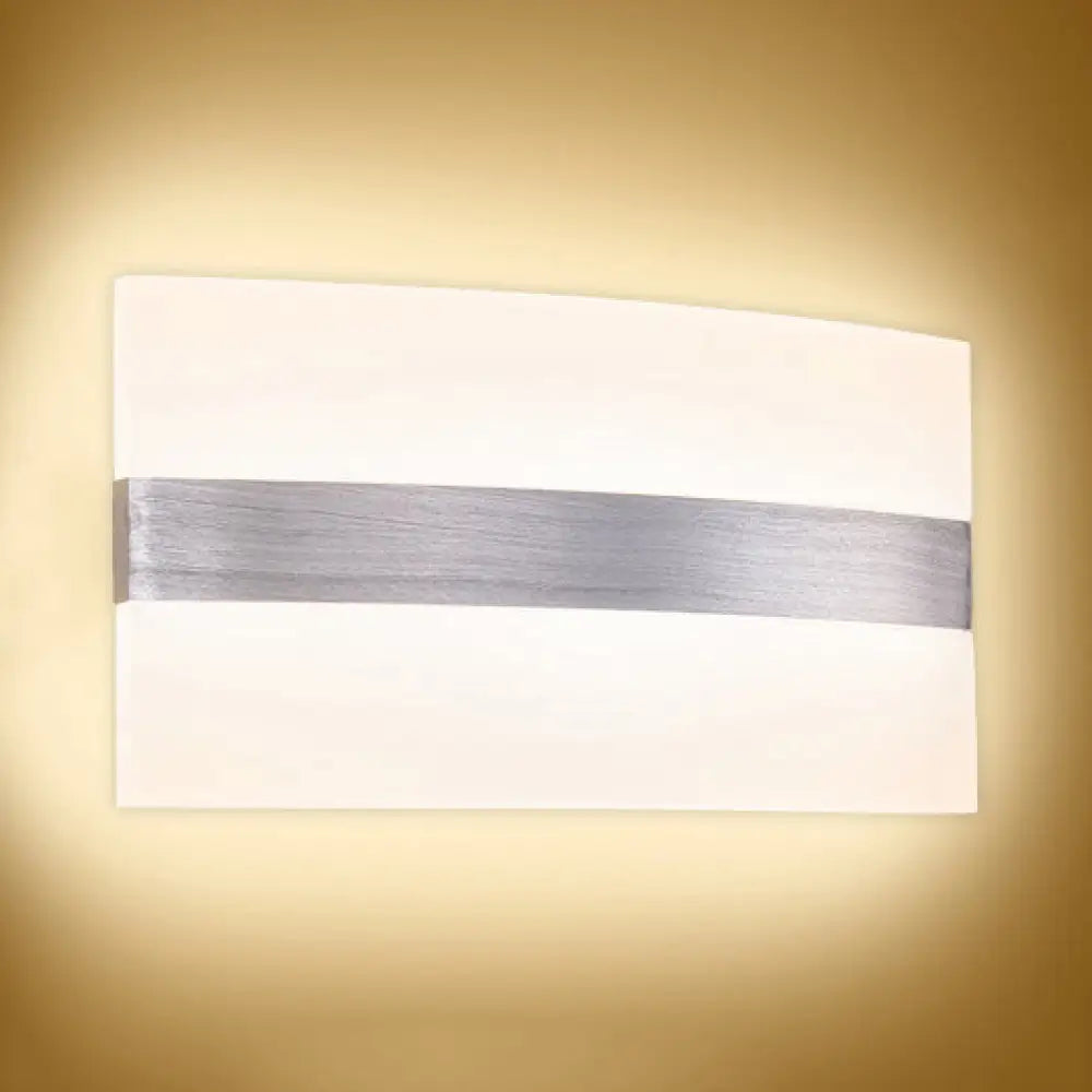 Modern Led Wall Sconce In Oval/Rectangular/Convex Shape - 8/10.5 Wide Warm/White/Natural Light
